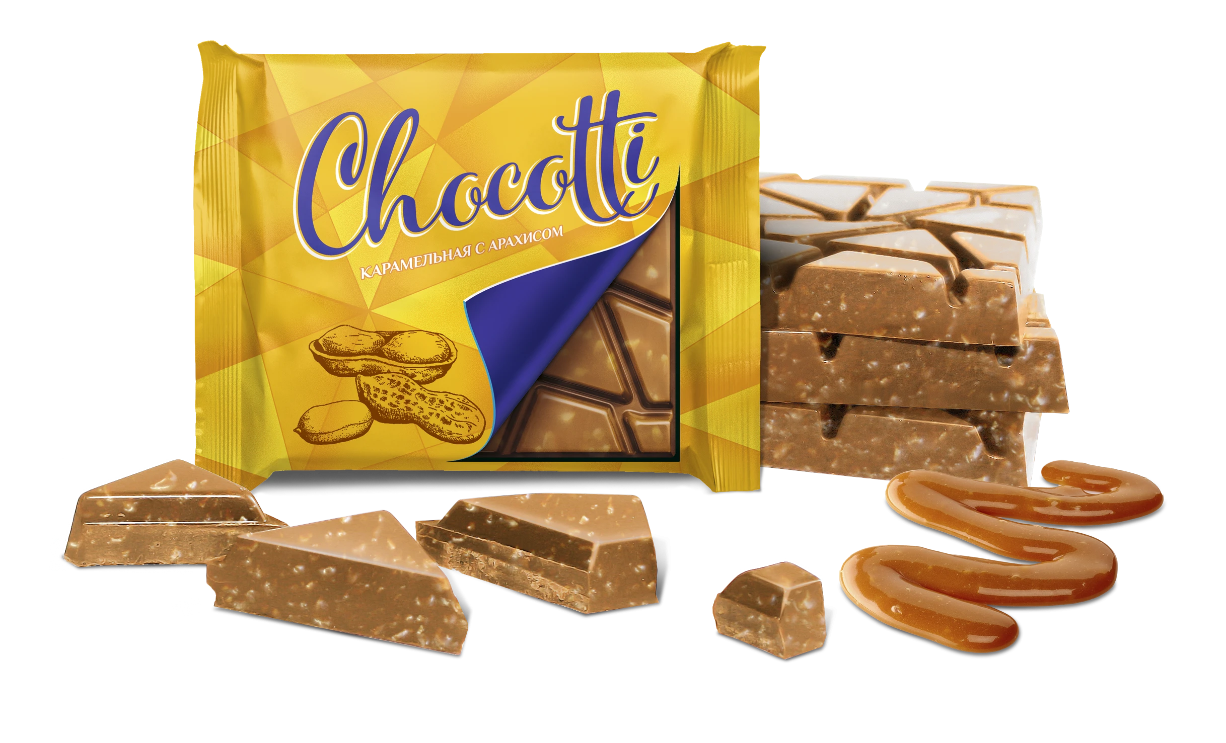 Confectionery bar "Chocotti-caramel" with peanuts