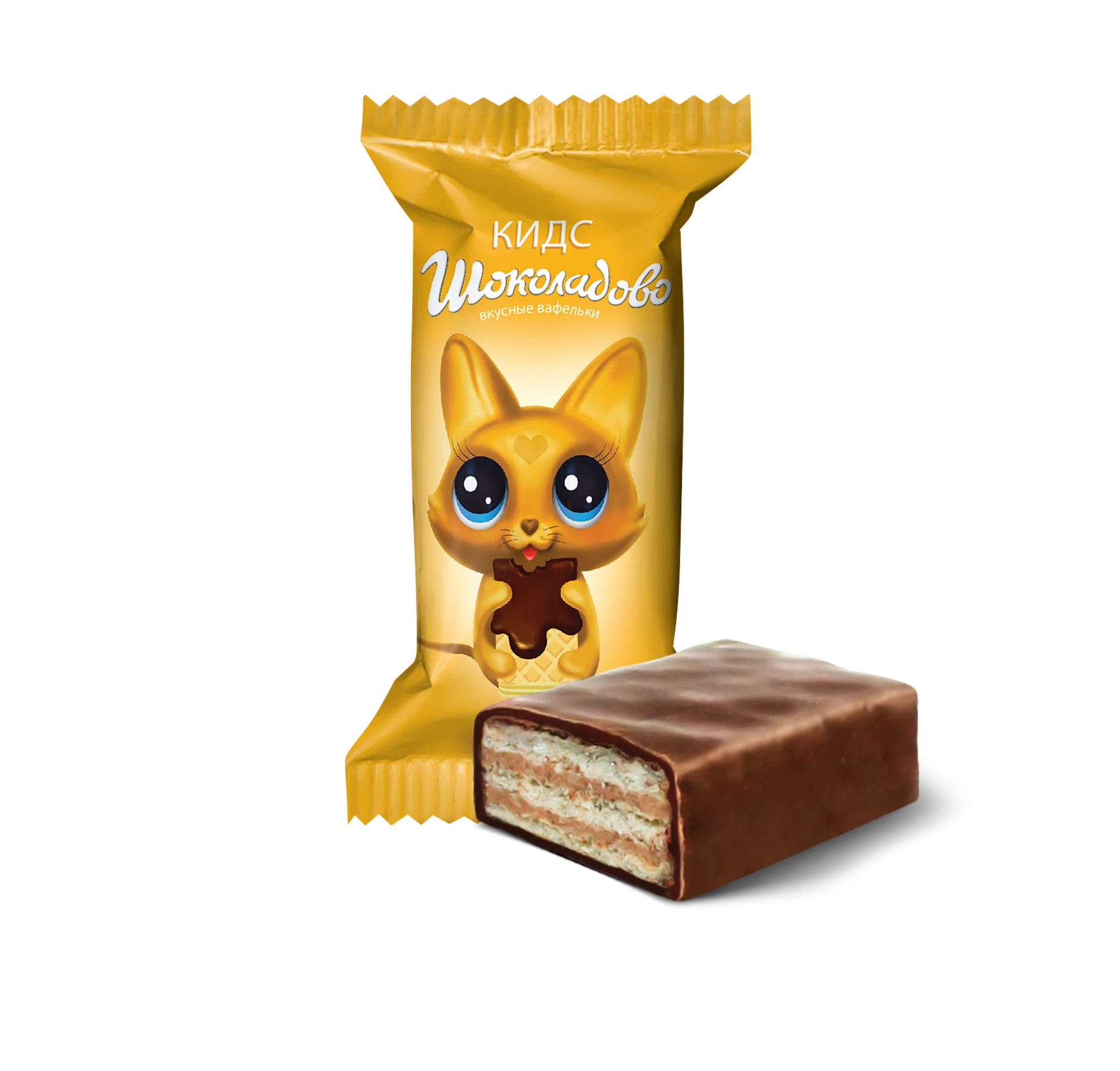 Wafer candies "Shokoladovo Kids" with the taste of creme brulee