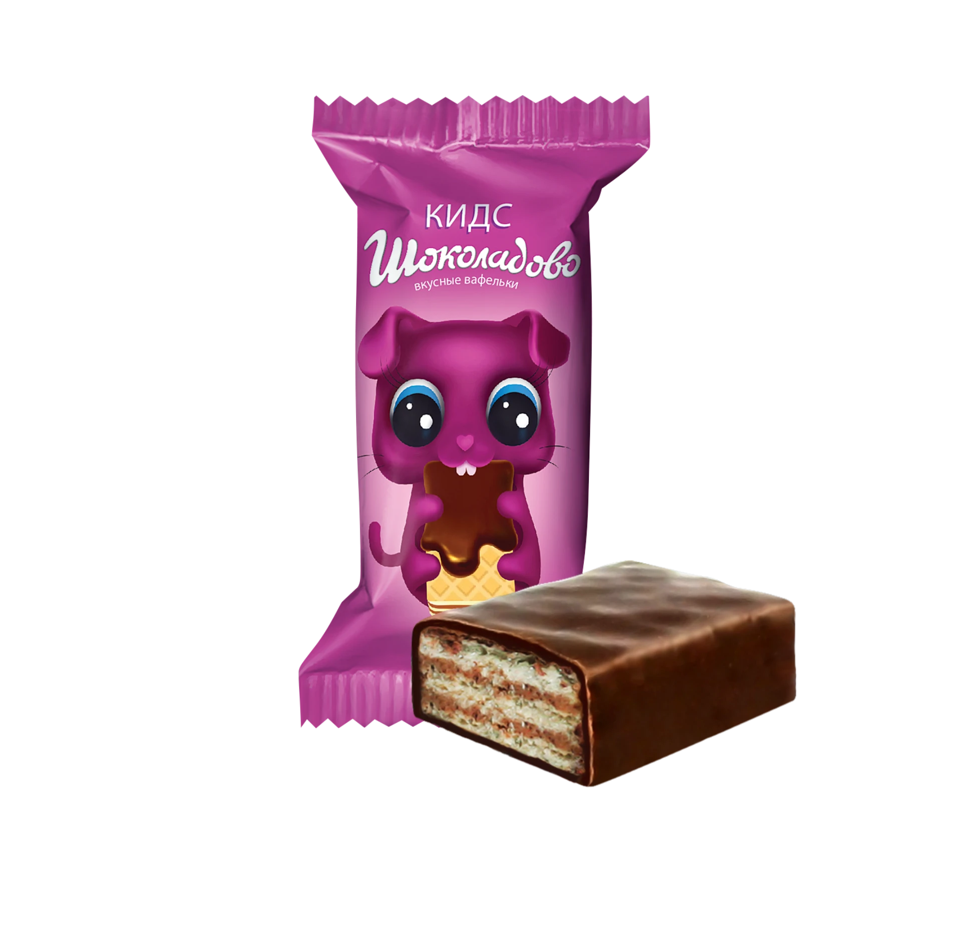 Wafer candies "Shokoladovo Kids" with hazelnut flavor